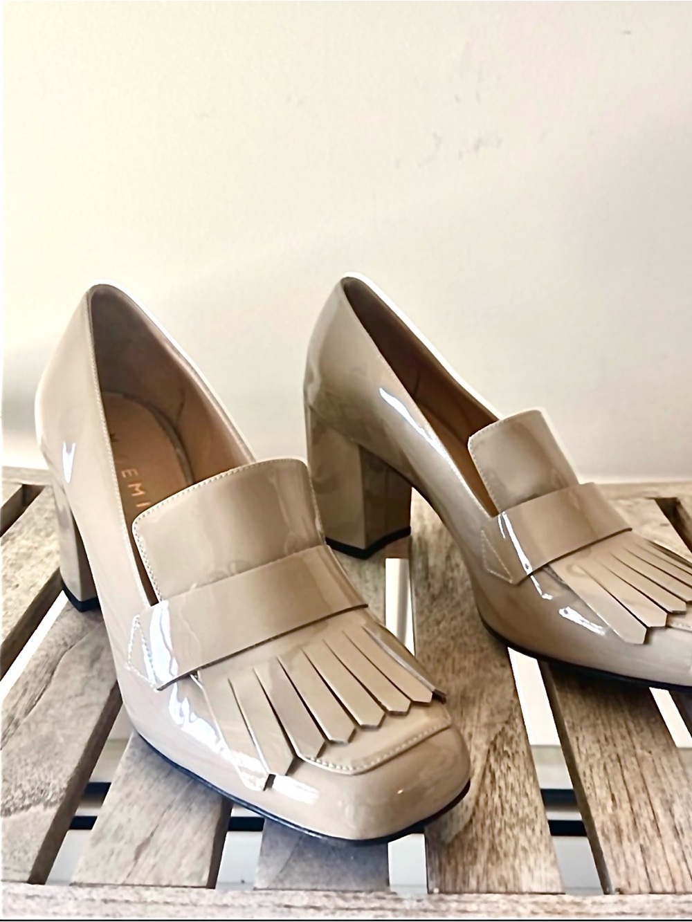 M. Gemi Patent Leather Fringe Loafer Heels EU 40 (US 9) Made in Italy